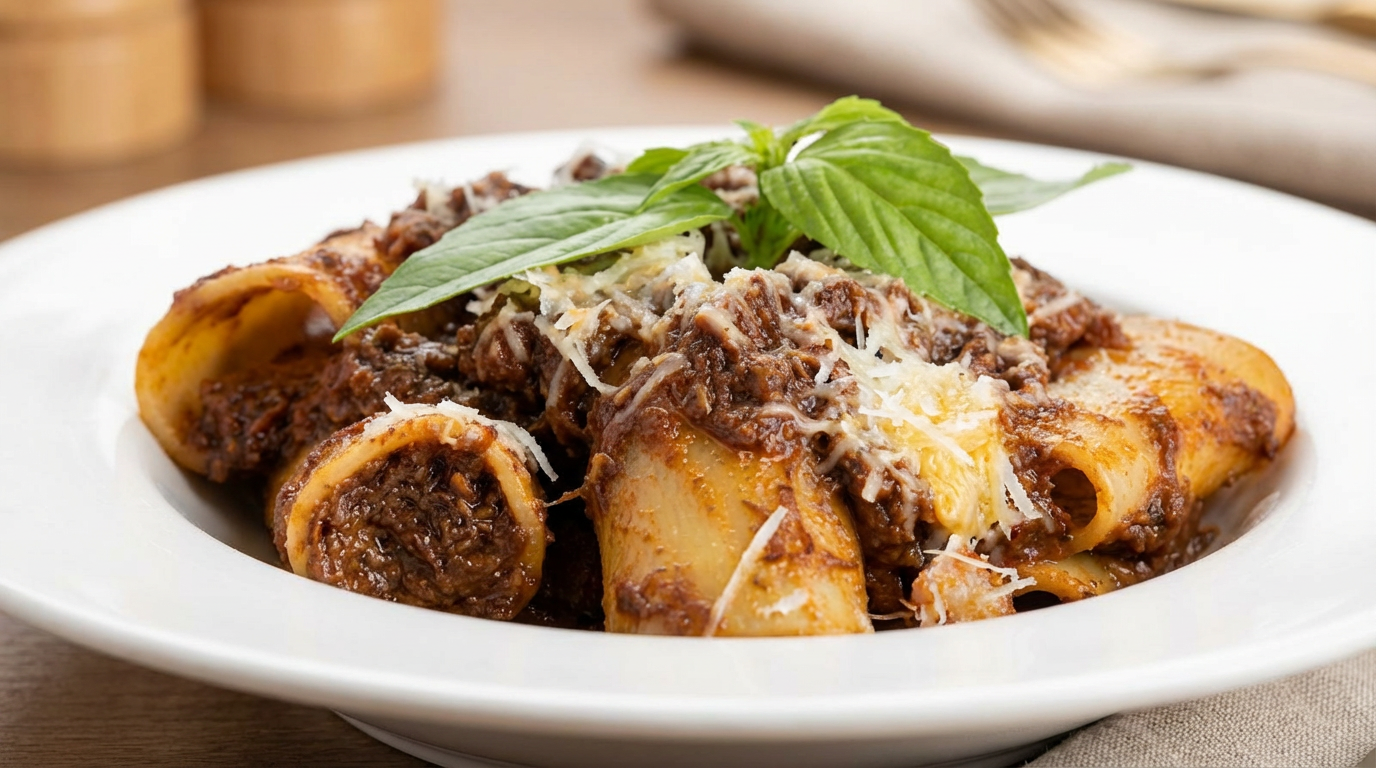 Slow-cooked Beef Tenderloin with Mancini Rigatoni